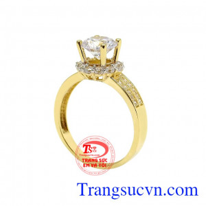 Nhẫn nữ vàng rạng rỡ được nhập khẩu từ Hàn Quốc với kiểu dáng sang trọng, quý phái. 
