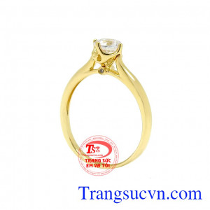 Nhẫn nữ vàng tiểu thư thiết kế đơn giản mà tinh tế. 