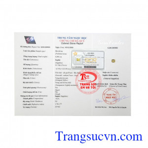 Viên saphir vàng ép vỉ có giấy kiểm định đá quý, giao hàng toàn quốc.