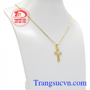 Bộ trang sức thập tự giá vàng tây 10k bền đẹp. 
