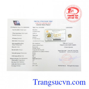 Đá thạch anh thiên nhiên có giấy kiểm định đá quý uy tín.