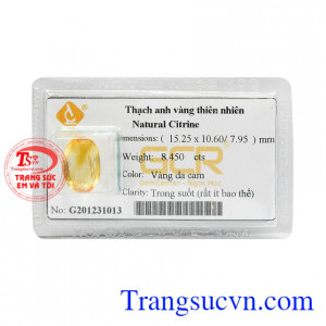 Đá thạch anh vàng thịnh vượng có giấy kiểm định đá quý từ trung tâm kiểm định uy tín.