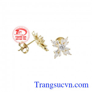 Đôi hoa tai lấp lánh giúp gương mặt người dùng cũng thêm phần tỏa sáng. Hoa tai vàng tây tỏa sáng