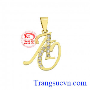 Mặt dây chữ AO gắn kim cương