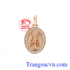 Mặt dây vàng hồng Đức mẹ đẹp