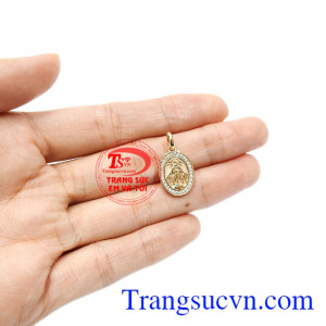 Mặt dây vàng hồng Đức mẹ đẹp nhận đặt chế tác theo yêu cầu.