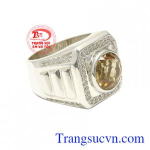Nhẫn bạc thạch anh vàng phong cách sự lựa chọn hàng đầu cho cánh mày râu.