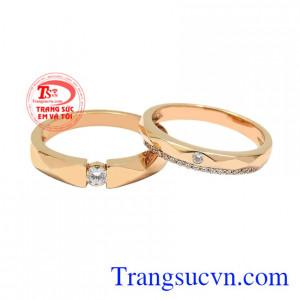 Nhẫn cưới vàng hồng viên mãn mang đến vẻ thời thượng, sành điệu đến cho người đeo.
