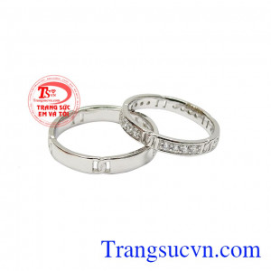 Nhẫn cưới vàng trắng ngọt ngào