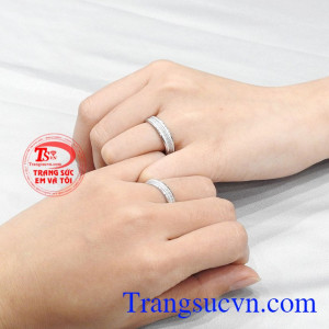 Nhẫn cưới vàng trắng thời trang