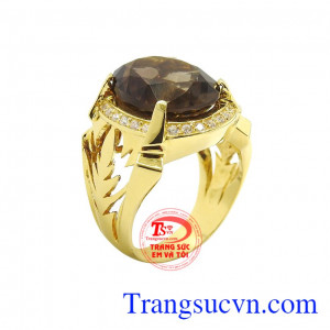 Nhẫn nam thạch anh khói đẹp