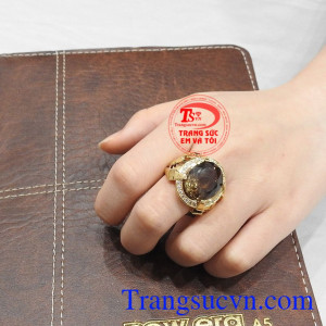 Nhẫn nam thạch anh khói đẹp