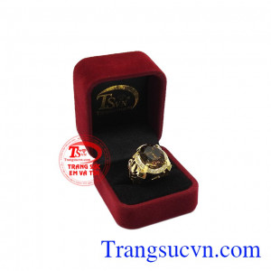 Nhẫn nam thạch anh khói đẹp nhận đặt chế tác theo yêu cầu, giao hàng trên toàn quốc.