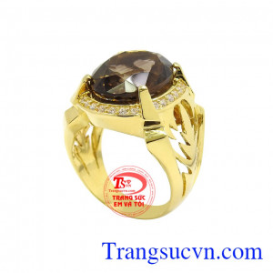 Nhẫn nam thạch anh khói đẹp kiểu dáng nam tính, mạnh mẽ và đẳng cấp.