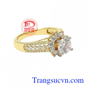 Nhẫn nữ vàng tây ấn tượng vàng 10k Korea nhận đặt chế tác theo yêu cầu.