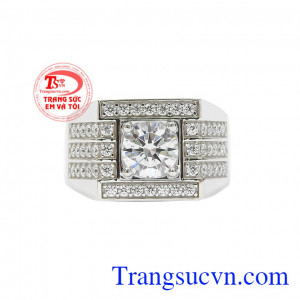 Nhẫn vàng trắng dễ dàng kết hợp cùng các trang sức và phụ kiện khác. Nhẫn vàng trắng nam nhập khẩu