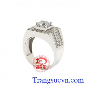 Nhẫn vàng trắng nam nhập khẩu từ Hàn Quốc với kiểu dáng hợp thời trang và phong cách. 