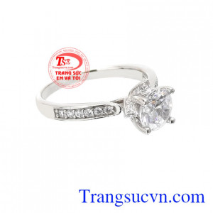 Nhẫn vàng trắng trang nhã chất lượng nhận đặt chế tác theo yêu cầu.
