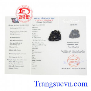 Sản phẩm có giấy kiểm định đá quý uy tín. Phật di lặc hoan hỉ đá sapphire