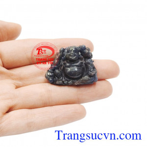 Phật di lặc may mắn đá sapphire có giấy kiểm định đá quý uy tín.
