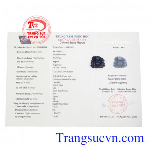 Sản phẩm có giấy kiểm định đá quý uy tín. Phật di lặc sapphire phát tài