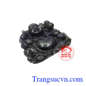 Phật di lặc sung túc đá sapphire thiên nhiên chạm khắc tinh xảo, đẹp mắt. 
