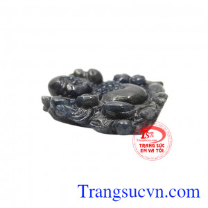 Phật di lặc sung túc đá sapphire có giấy kiểm định đá quý uy tín. 