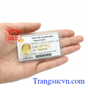 Sản phẩm có giấy kiểm định đá quý uy tín. Thạch anh vàng đẹp ép vỉ