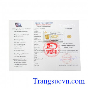 Thạch anh vàng ép vỉ sung túc có giấy kiểm định đá quý uy tín.