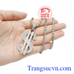 Bộ mặt dây nam giới vàng trắng thời trang.