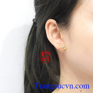 Hoa tai nữ vàng trái tim