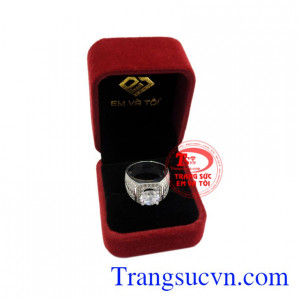 Nhẫn bạc nam đính đá cao cấp