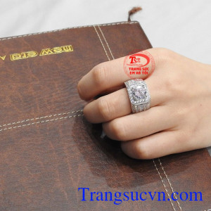 Nhẫn bạc nam đính đá cao cấp