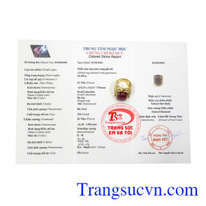 Sản phẩm có giấy kiểm định đá quý uy tín.Nhẫn nam ruby sao quyền lực