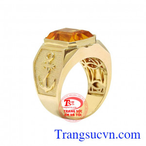 Nhẫn nam thạch anh vàng tài lộc