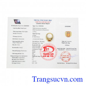 Nhẫn nam thạch anh vàng tài lộc có giấy kiểm định đá quý, giao hàng trên toàn quốc.
