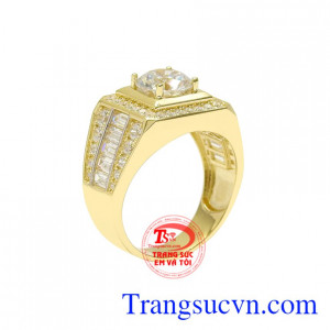 Nhẫn nam vàng tây xu hướng được chế tác tỉ mỉ, nhập khẩu tại Hàn Quốc.