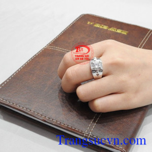 Nhẫn nam vàng trắng hào hoa