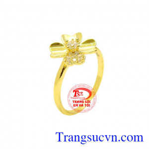 Nhẫn nữ hoa vàng tinh tế