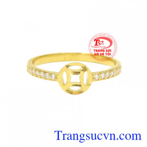 Nhẫn nữ kim tiền tài lộc bảo hành uy tín.