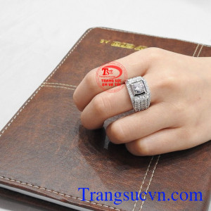 Nhẫn vàng trắng nam lịch lãm 