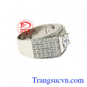 Nhẫn vàng trắng nam lịch lãm thanh toán an toàn.