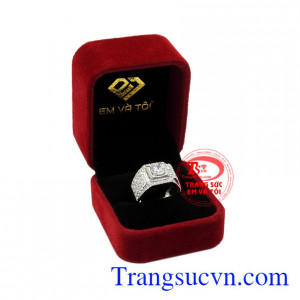 Nhẫn vàng trắng nam lịch lãm tinh tế.