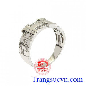 Nhẫn vàng trắng nam tính đẹp