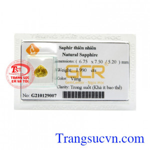 Viên sapphire vàng ép vỉ phát lộc, hưng thịnh, tấn tài, tấn lộc.