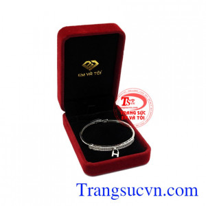 Vòng tay vàng trắng chữ H đẹp.