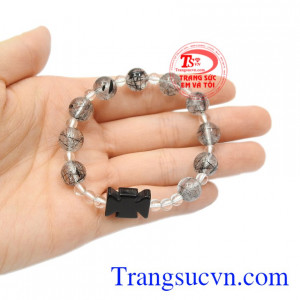 Chuỗi mân côi thạch anh tóc 9 ly phong thủy.