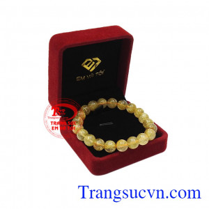 Chuỗi tay thạch anh tóc 9mm đẹp có giấy kiểm định đá quý uy tín.