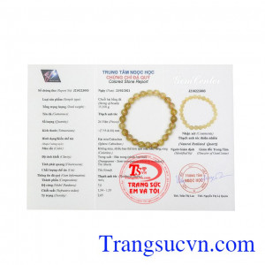 Chuỗi thạch anh tóc 7mm tài lộc có giấy kiểm định đá quý uy tín.