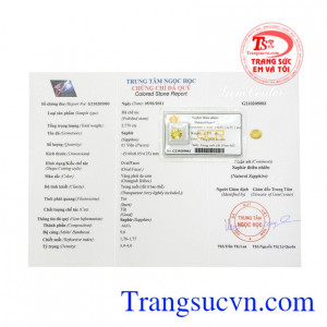 Đá sapphire thiên nhiên đại cát có giấy kiểm định đá quý uy tín, đảm bảo chất lượng.